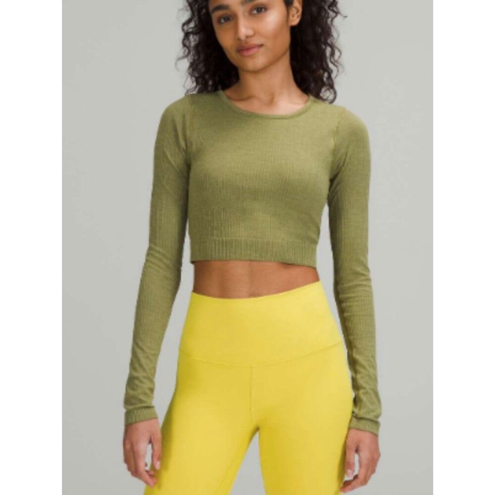 Lululemon Ebb to Street Long Sleeve Shirt Bronze Green size 6